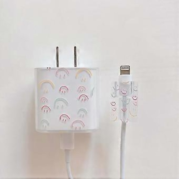 Rosa kärlekshjärta silikon mjuk dammtät bit sladd linje usb-kabel laddningshuvud lindare fodral skydd för apple iphone 18/20W (Stil 13)