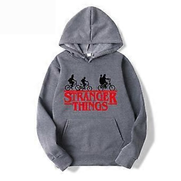 Stranger Things Tema Tenåringer Menn Genser Lang Ermet Hettestrikket Genser Pullover Topper 1(S Mørk grå)