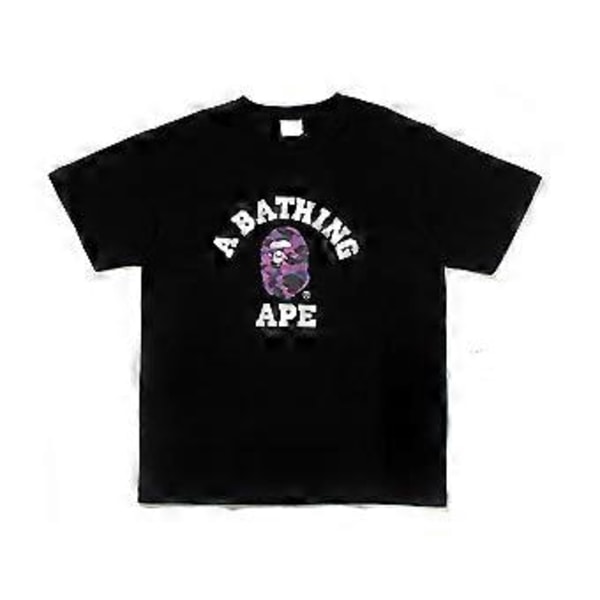 2023 Japansk T-shirt til Mænd Aasual Bogstav Print Rund Hals Kortærmet Bapes T-shirts Kortærmet Bomuld Unisex T-shirt (XL 2)