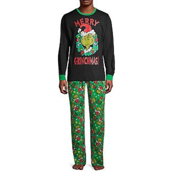 Grinch Familie Matchende Julepyjamas Sovepyjamas Natkjole Julepyjamas Sæt (3XL Mænd)