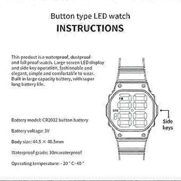LED Digital Skærmsport Armbåndsur - Til Mænd Kvinder Unisex Drenge Piger Børn Gaver (AGrøn)