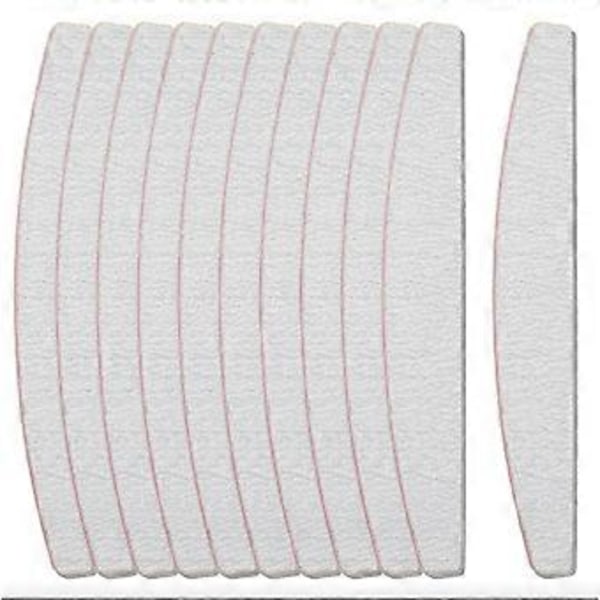 50 st Professionell Nagelfil 100/180 Vit Halvmåne Dubbelsidig Fil