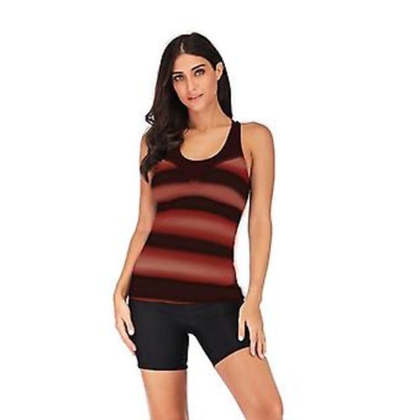 Flickors badkläder år bikini plus size gradient damer konservativt tunna femte byxor bekväma badkläder 3xl Röd