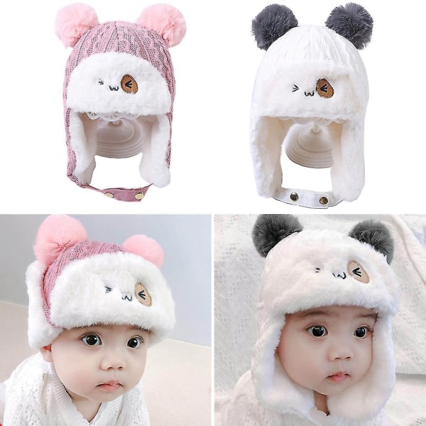 Winter Warm Baby Thicken Ear Flap For Protection Hat Soft Cotton Lei Feng Beanies Cap For Kids Children Girls Boys White