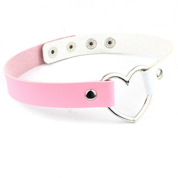 Pink choker halskæde til kvinder - Læderlegering 33-40cm
