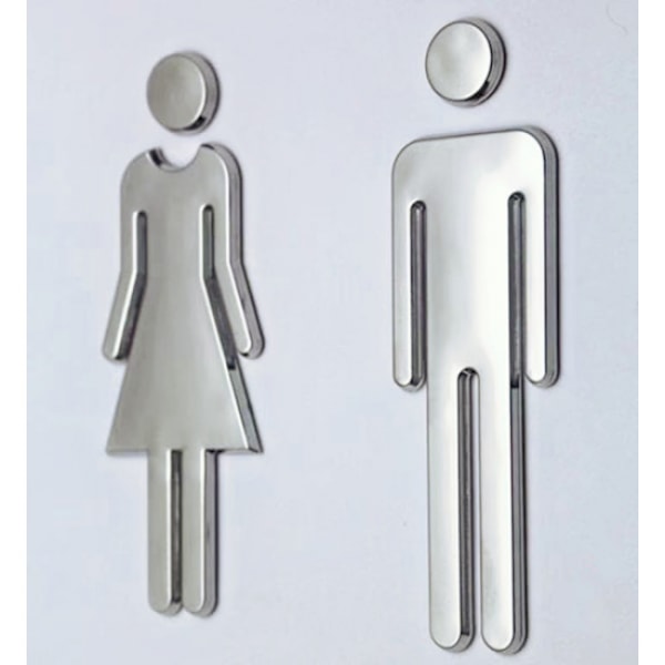 1 stk. toiletskilt, toilet husnummer, rustfrit stålskilt