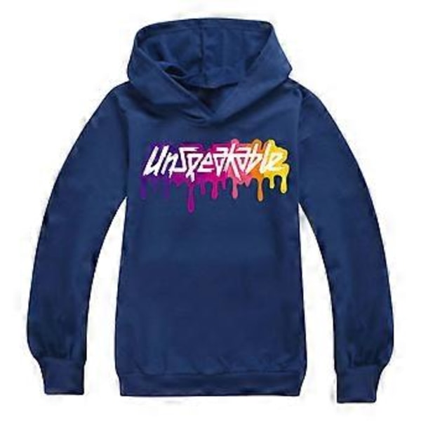 Børn Drenge Piger Udtalelige Trykte Hoodies Hættetrøje Trøje Topper (13-14 År Marineblå)