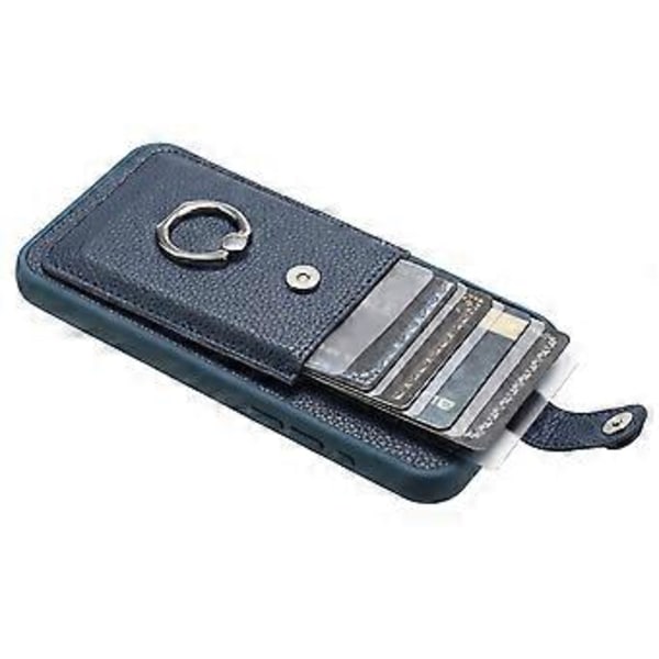 Skal för Samsung Galaxy A55 5G Ritningsdesign Kortfack Läder Baksida med Ringstativ (Stil C)