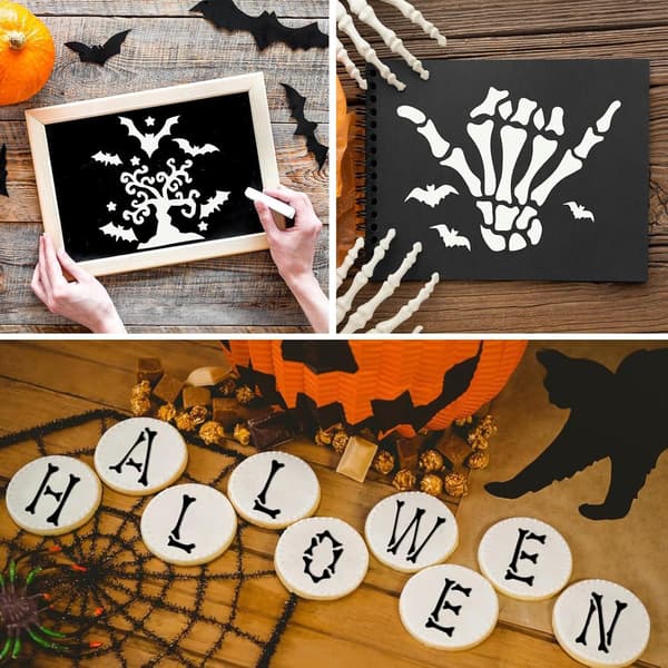 Halloween-ontelomaalaussablonit Kurpitsa-aave-hämähäkki DIY-käsimaalausspraygraffitisablonisetti