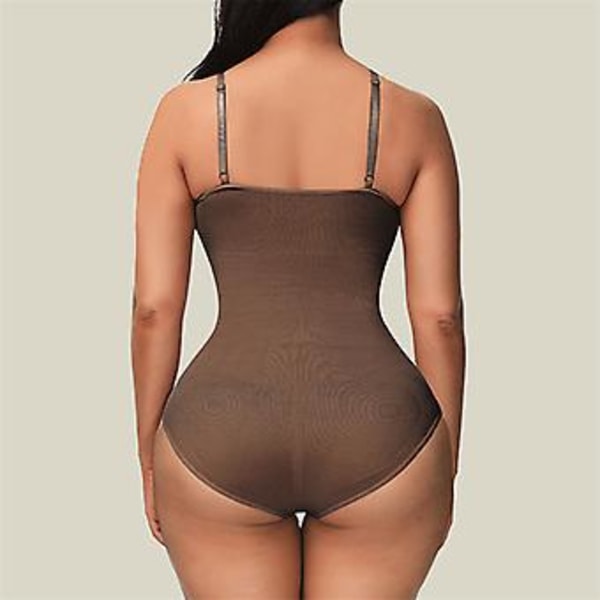 Body-muotoileva saumaton yhden kappaleen body shaper vatsa ja lantio muotoileva alusasu (XL Kahvi)