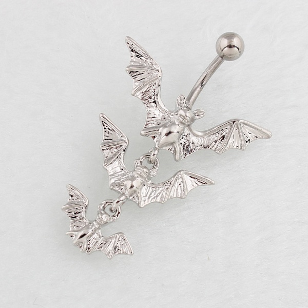 Pierced Owl Gothic Triple Vampire Bat Dangling Belly Button Ring