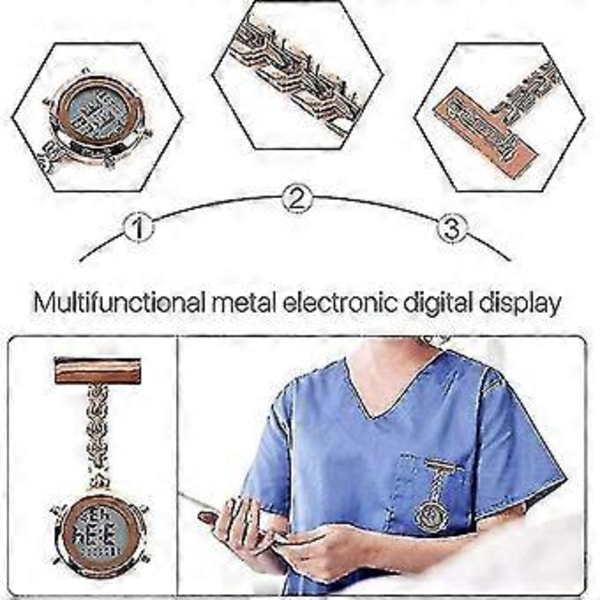 Sygeplejerskeur Vægur Nyt Multifunktionelt Metal Elektronisk Digitalt Display Brystur Alarm Timing