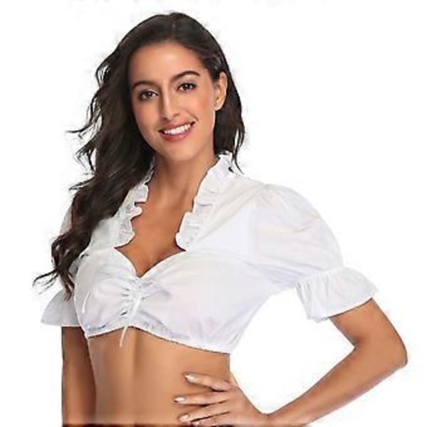 NY Oppdatering Dame Bayersk Oktoberfest Kostyme Tradisjonell Dirndl Bluse Ølhage Crop Top (XXL)