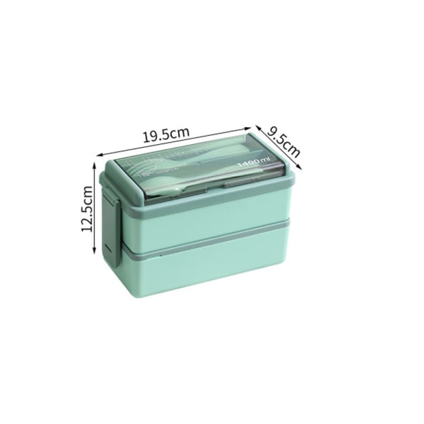 Grön Bento-låda 1400ML 3 fack lunchlåda med lock mikrovågsugn
