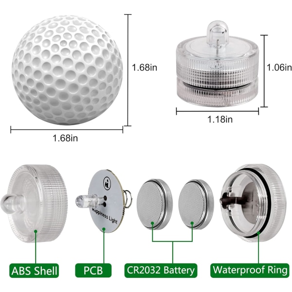 Gröna Vattentäta Undervattens Runda Mini LED Tealights Submersible
