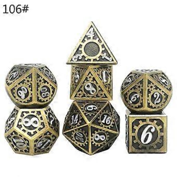 7 kpl Polyhedral RPG Noppaa Sinkkiseos Noppaa Roolipeli Lautapeli Noppaa (Vaaleanharmaa)