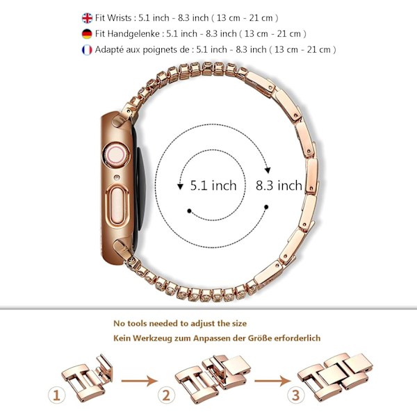 Rem til Apple Watch 42/44/45/49mm kvinder skinnende smykke