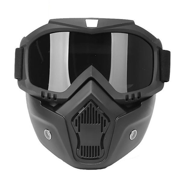 Motorcykelmask Hd-glasögon med munfilter för öppen hjälm motorcykel terrängögon