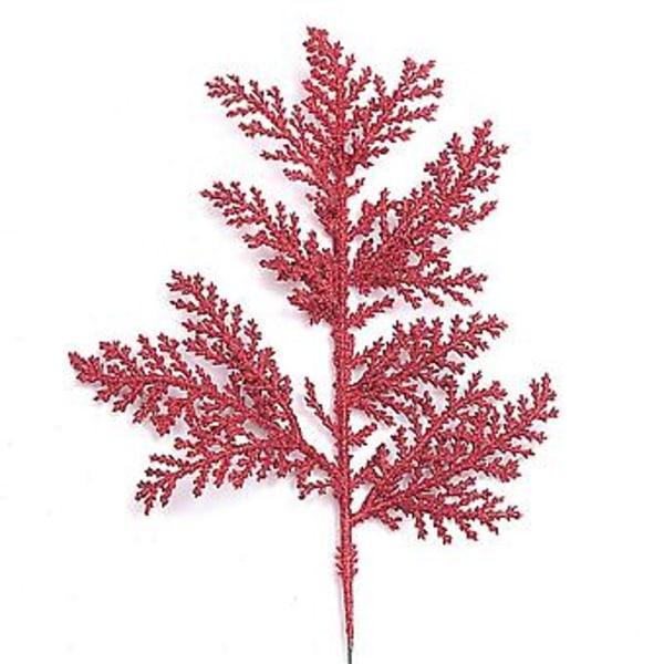 Kunstig Blomst Fyrretræ Blade Gren Plante Græs Juletræ Krans Dekoration (1 stk Rød)