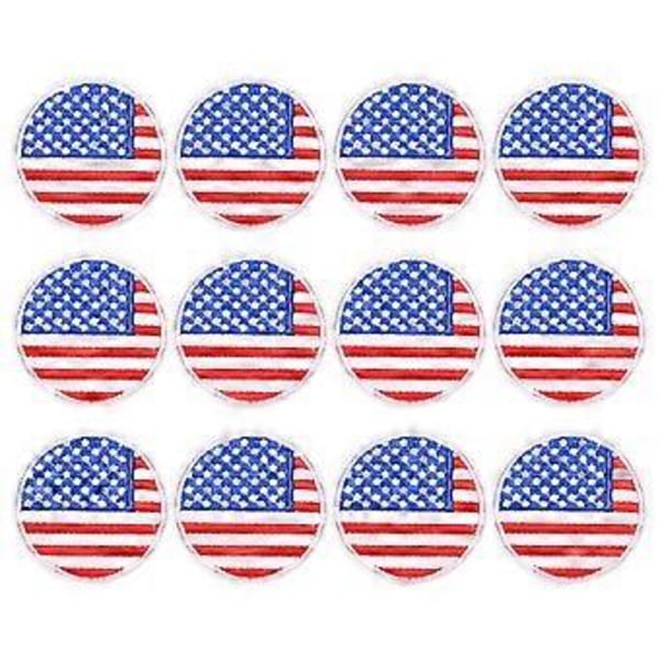 12 stk Runde Nationalflag Patches Tøj Patches Klud Patches Sticker Mode Broderi Applikation til Tøj Jeans Hat