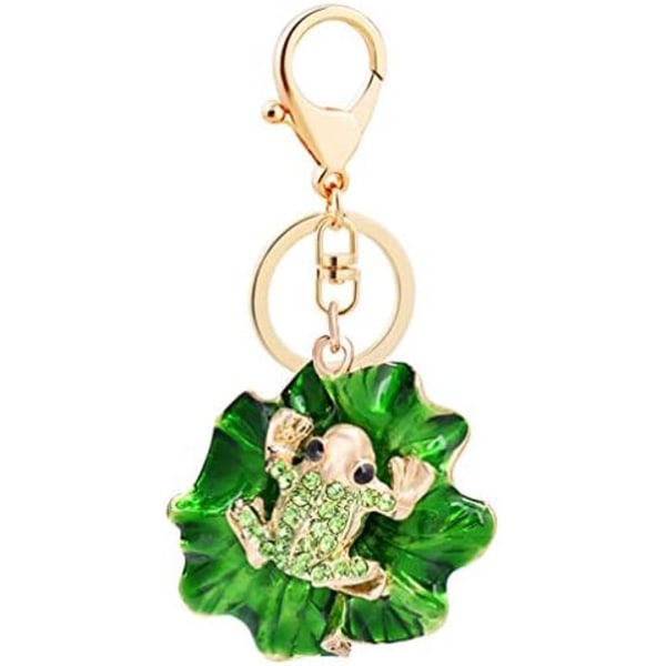 Cute Frog Shape Crystal Rhinestone Sparkling Keychain Bag Pendant Handbag Charm for Women Girls