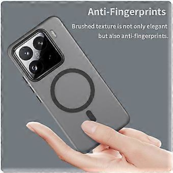 Xiaomi 15 Pro -kotelo, yhteensopiva MagSafe-tekniikan kanssa, TPU+PC ohut mattapintainen läpikuultava puhelinkuori - Musta (Musta)