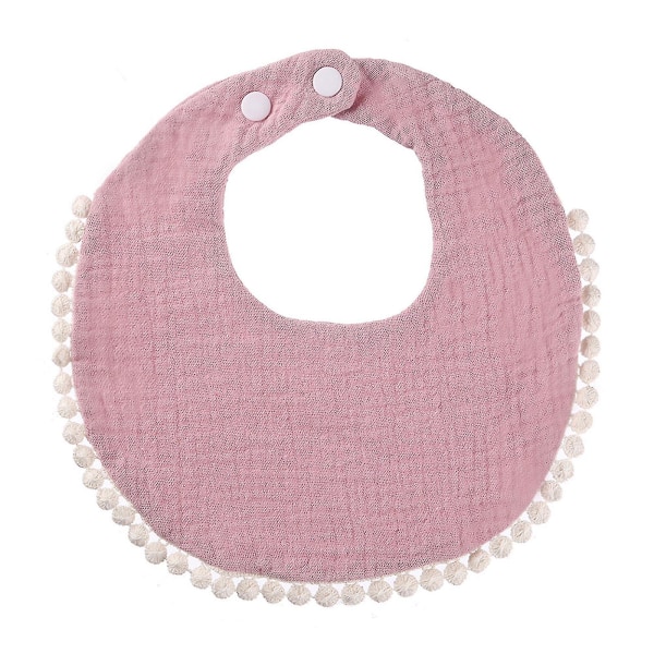 Baby Cotton Bib Toddler Wrinkle Pattern With Snap Buckle Saliva Towel Korean pink