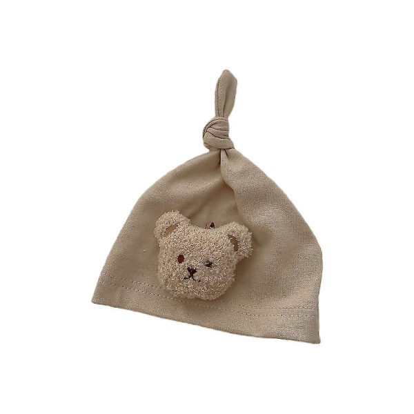 Embroidered Bear Newborn Hospital Hat For Newborn Party Baby Photography Khaki
