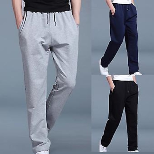 Fianao Byxor Solid Färg Rak Casual Lös Byxor med Snodd för Hemmet (5XL Svart)