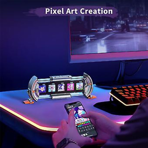 Times Gate Pixel Art Spilopsætning Ur med Smart App Kontrol, 128X128 IPS Skærmvisning Perfekt