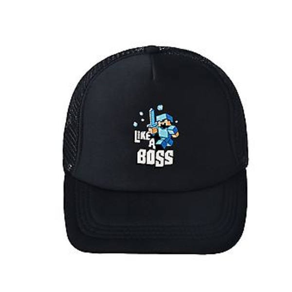 Lasten Minecraft-painatus Säädettävä Snapback Baseball-lippis Hengittävä Kesäurheilun Verkkopyöreähattu Peli pelaaja Luova lahja (A)