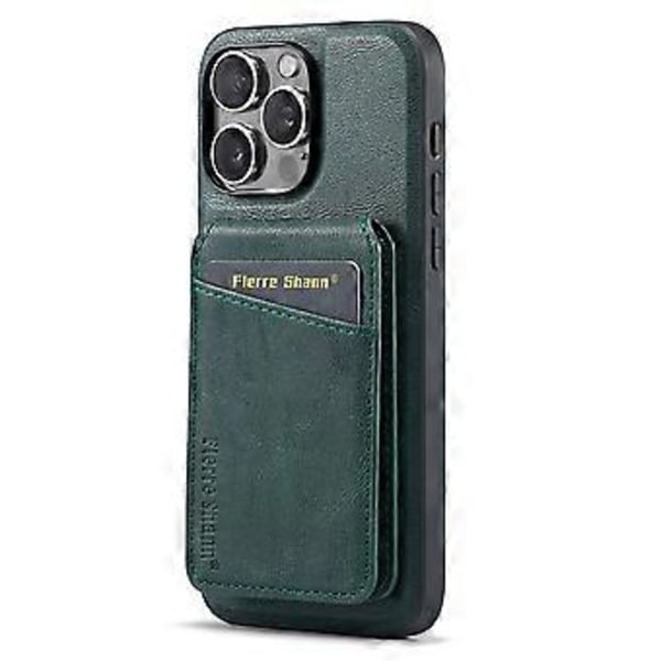 FIERRE SHANN 025 Tyyli iPhone 16 Pro -kuorelle Nahka+TPU Irrotettavat Korttipaikat Puhelinkotelo (Tyyli E)
