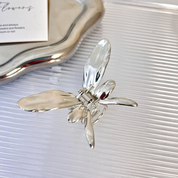 Fjärilshårklämmor Silver Hårklor Metall Fjärilshårkäftklämma Halkfria Hårgreppsklämmor Elegant Hårnål för Kvinnor