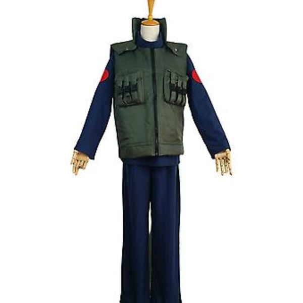 Menners Anime Naruto Hatake Kakashi Cosplay Kostyme Ninja Vest Topper Bukser Antrekk Halloween Comic-con Fest Fullt Sett (L)