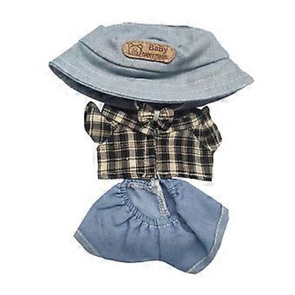 Mini 6 tum Dockkläder, Söt Dockkläderset, Hatt, Utklädningspresent Skjorta Dockkläder Dockbyxor Outfit för Ålder 5-7 8-10 (blå)