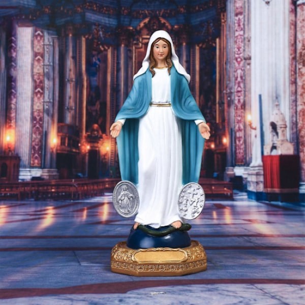 Figur af den hellige jomfru Maria, delikat arbejde med maling til h