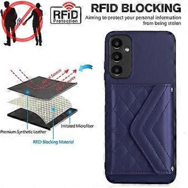 YB Læderbelægning Serie-8 Til Samsung Galaxy A05s 4G Cover RFID-blokering Støtteben Kortlomme Telefon()