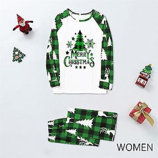 Xmas Christmas Family Matching Pyjamas Dad Mom Daughter Son Holiday Nightwear Sleepwear Pjs Set Pajamas(L Mommy)