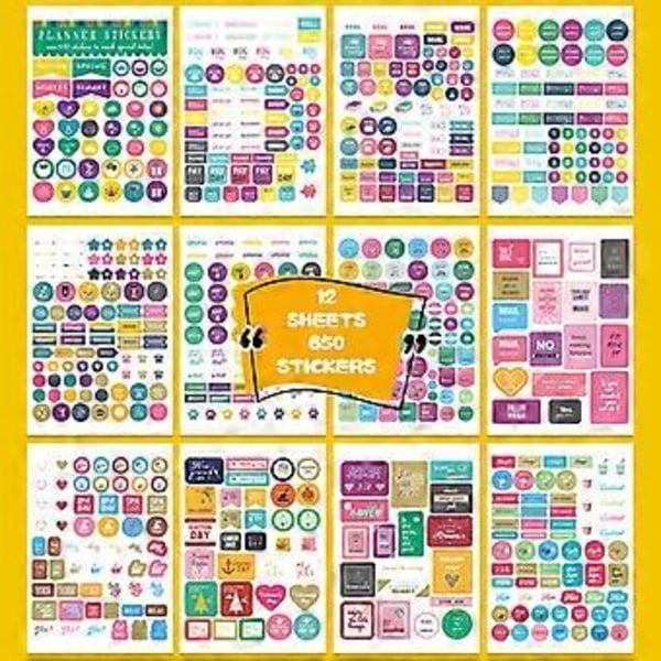12 stk. PLANLÆGGER-klistermærker tema Månedlig ugentlig kalender opfordrer til planlægning dekorative minde-klistermærker Kreative planlægningsklistermærker (A)