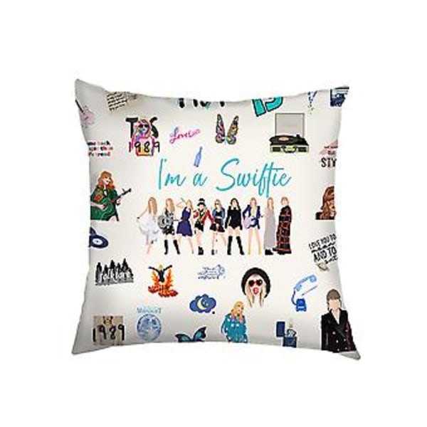18x18 tommers Taylor Swift putetrekk i lin, kasteputetrekk, sofa, bil, hjem, kontor, dekorasjon, Swiftie-fans, gaver (E)