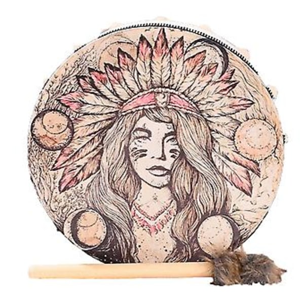 Handgjord Lejon Totem Shamantrumma med Trumstockar för Musikterapi och Meditation ( )