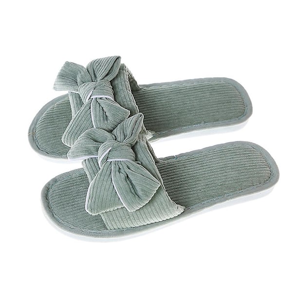 Kordfløyel Sløyfe Fluffy Slides Hjemmesko For Kvinner Slip On Memory Foam Sandaler Tøfler Åpne Tå Tøfler Kvinner Flat Spa Slides Tøfler Hus Sh