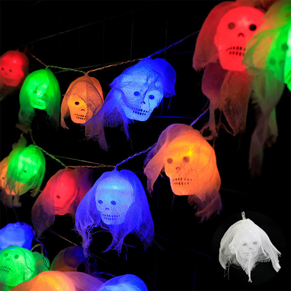 2-Halloween String Lights, Halloween Decorations Skeleton Skull S