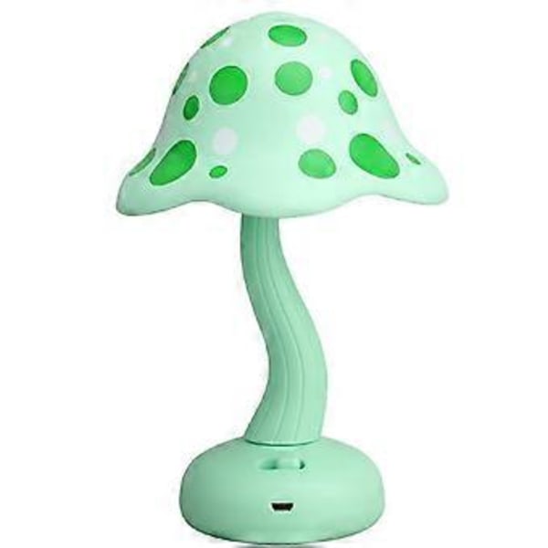 Svamp bordlampe LED mini genopladelig natlampe skrivebords ornament sovesal soveværelse sengelampe gave (grøn)