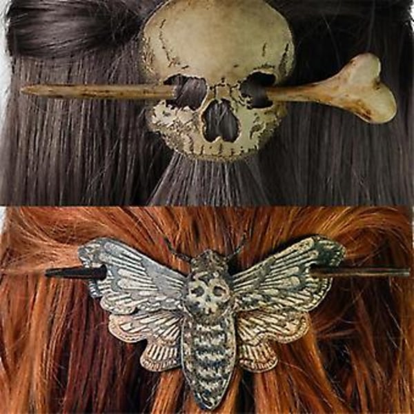 Halloween Retro Hexe Hårspænde Drager Dødshoved Skalle Mølhårpinde Keltiske Gotiske Hårnåle Pagansk Smykker Festgave (A1)