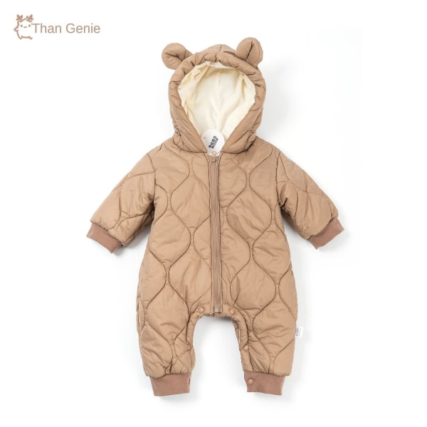 Baby Onesie Winter Clothes Baby Warm Soft Clothes Baby Sweater Jumpsuit Bear Baby Onesie Light brown color 73cm