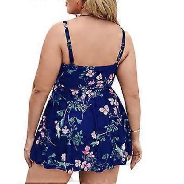 Dame Badetøj i Plus Størrelse med Blomsterprint, 2-delt Tankini Badetøj med Shorts til Svømning Strandfester (2XL Tibetansk Blå Blomst)
