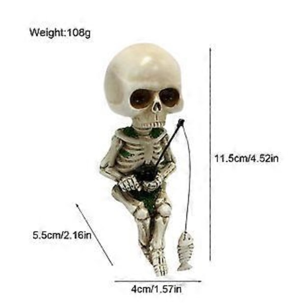 Ny Skelet Fiskestatue Haveindretning Halloween Kunst Gårdhave Skulptur Resin( )