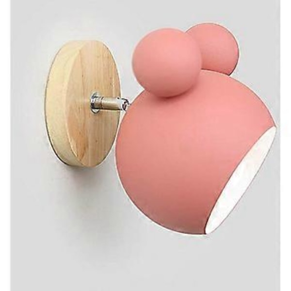 Nordisk Stil Søt Trebjørn Vegglampe Innendørs Sengelampe Leselampe For Soverom Stue Barnerom (Rosa)