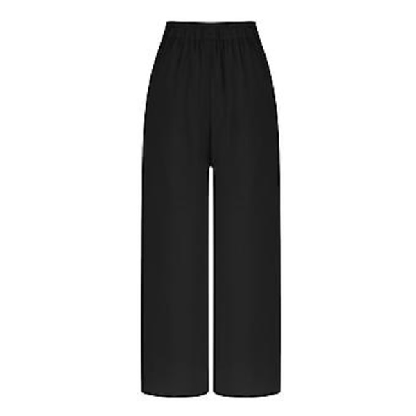 Dame Chiffon Vidbenet Bukser Store Løse Temperament Casual Bukser Skørtebukser Kvinder L Sort